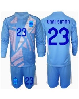 Spagna Unai Simon #23 Portiere Maglia Gara Casa Repliche Europei 2024 Bambino Maniche Lunghe